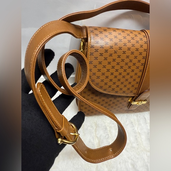 CELINE-Brown Leather Shoulder Bag - Picture 8 of 12